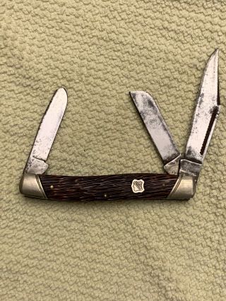 Vintage John Primble Belknap 3 - Blade Pocket Knife 5371 Stockman Old Shield