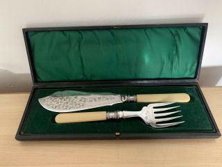 Vintage Silver Serving Fish Knife And Fork