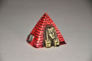 Antique German Celluloid Pyramid With Sphinx Figural Tape Measure - 1 - 3/4”h