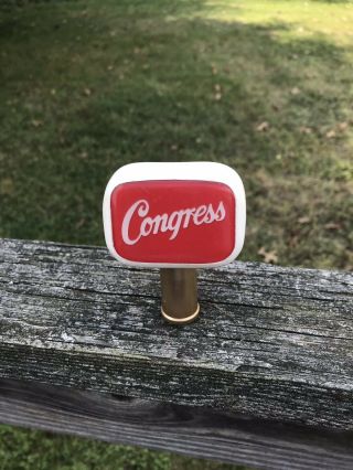 Vintage Congress Beer Tap Handle Knob Double Sided Red White