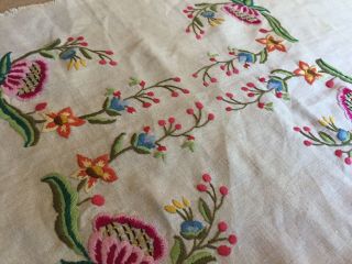 Vintage Retro Hand Stitched Embroidered Fabric Panel,  Art Noveau Style