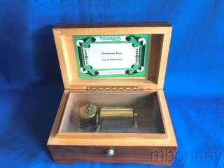 Thorens Vintage Wooden Music Box Anniversary Song Try To Remember Switzerland