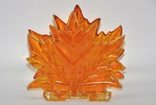 Vintage Retro Bright Orange Maple Leaves Lucite Napkin / Letter Holder