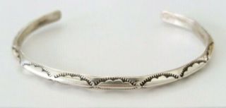 Vintage Navajo Stamped Sterling Silver Carinated Cuff Bracelet