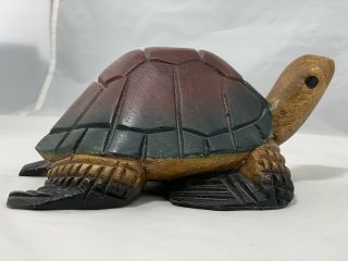 Vintage Small Hand - carved Wooden Turtle, 3