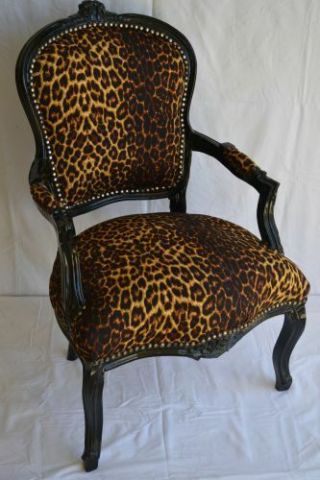 Louis Xv Arm Chair French Style Chair Vintage Furniture Leopard And Black Wood