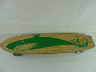 Vintage 22 " 1960’s Green Shark Sidewalk Nash Surfboard Skate Board