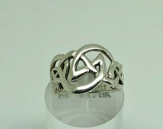 Gorgeous Vintage Sterling Silver Celtic Knot Pattern Band Ring Size P 1/2