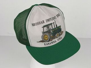 John Deere Vintage Trucker Hat Broshar Implement Inc Kanawha Iowa Baseball Cap