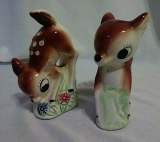 Vintage Hand Painted Anthropomorphic Bambi Deer Fawn Salt And Pepper Shakers