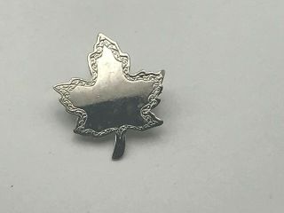 Vintage Sterling Silver Maple Leaf Pin Brooch Engravable Sweetheart C7