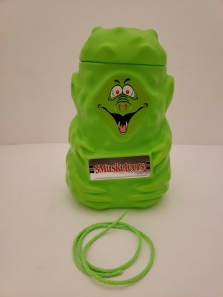 Vintage 3 Musketeers Halloween Candy Pail Green Monster Blow Mold 1990 Mars