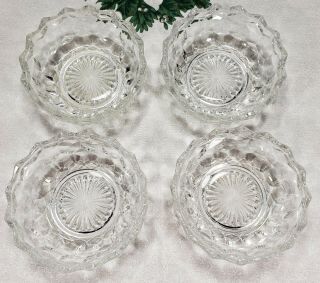 Vintage Authentic Fostoria American Crystal Set Of 4,  4 1/2 " Berry Nappy Bowls