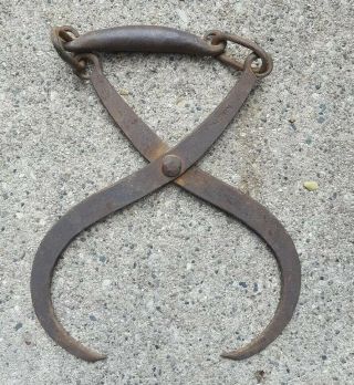 Antique Vintage Hand Forged Ice Tongs H.  T.  Baldwin Collins