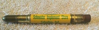 Vintage John Deere Advertising Bullet Pencil Schneider Columbus Indiana 4 Legs