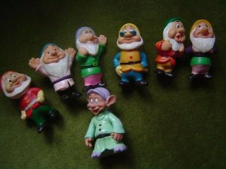 Vintage Disney The Seven Dwarfs Rubber Figures 7 Piece Set 5 " To 5.  5 "