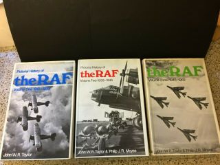 Pictorial History Of The Raf Vols 1,  2 & 3,  With Dust - Jackets,  Printed 1968 & 1974