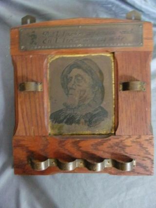 Antique 19th C Wood Brass Old Sea Captain Wall Hanging Pipe Rack Dutch Plaque