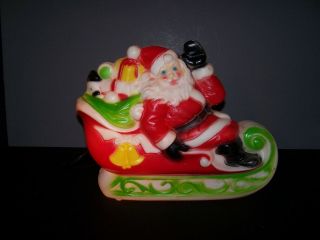 Vintage Empire Santa In Sleigh Blow Mold Lighted