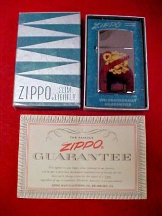 Zippo Hi Polish Slim Zippo 2 Color Advertisement For " Old Fitzgerald " Bourbon