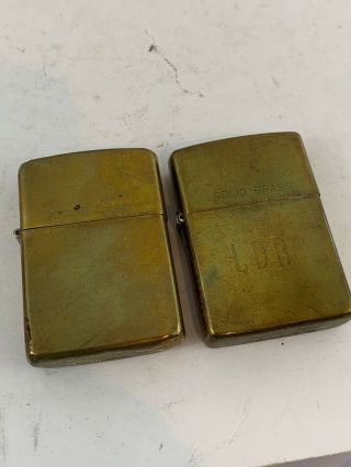 2 Full Size Brass Zippo Lighters - 1932 - 1989 & 1932 - 1991 -