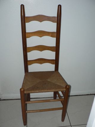 Antique Vintage Shaker Cane Chair Ladder Back Mission Primitive