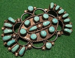 Vtg Sterling Silver & Turquoise Pin Hand Made South West American Crafts