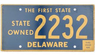 99 Cent Nos Delaware State Owned Vehicle License Plate 2232