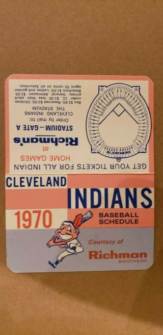 1970 Cleveland Indians MLB Bi - Fold Pocket Schedule 3