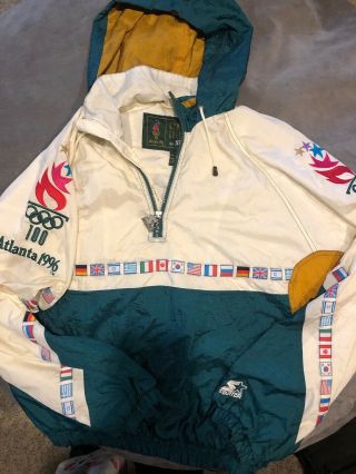 Rare Vintage Starter Atlanta 1996 Olympics Pullover Jacket Mens Medium M
