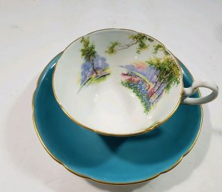 Vintage Ansley Forest Meadow Scene Tea Cup And Saucer