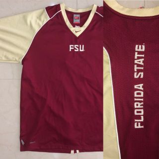 Nike Team Fit Dry Florida State University Fsu Spellout Football Garnet Shirt Xl