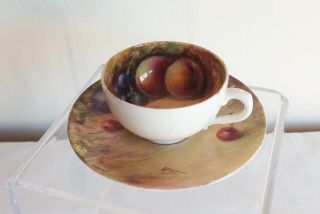 Vintage Royal Worcester J.  Freeman Handpainted Fruit Miniature Cup & Saucer