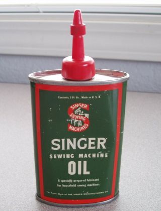 Vintage Singer Sewing Machine Tin Oil Can 3 Oz.  120861,  Bonus Singer Needles