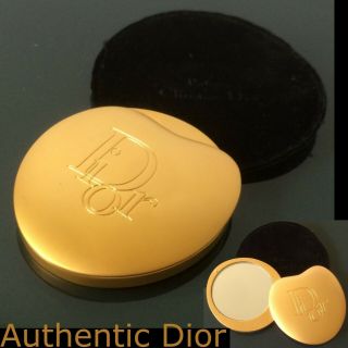 Vintage Authentic Christian Dior Matte Gold Tone Logo Mirror Compact 2.  5 " 130 Gr