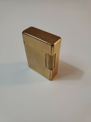 Vintage St Dupont Ligne 1 Small Gold Plated 20u Diamond Lighter Made In France.