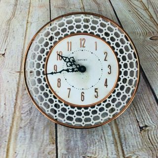 Vintage Welby Mid Century Modern Clock Home Decor White & Brass Face Euc