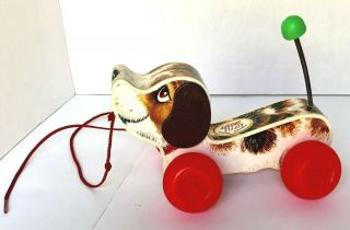 Vintage 1965 Fisher Price Little Snoopy Pull Along Dog Toy 2034