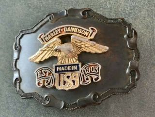 Vintage Harley Davidson Belt Buckle 1903 Eagle Made In America 1970’s
