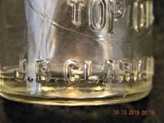 Vintage 2 Ounce Olixir Top Oil Glass Bottle J.  B.  Clark Oil Co. 3