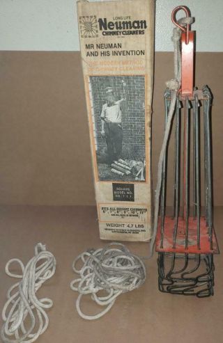 Vintage Neuman Chimney Cleaner Model Sq 111 W/ Box 6 - 11 Inch Flue