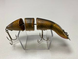 Vintage Heddon Gamefisher Fishing Lure In Pike Scale Wood - Circa 1920’s Antique