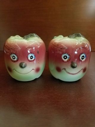Vintage Salt And Pepper Shakers 1645 Anthropomorphic Apples Japan