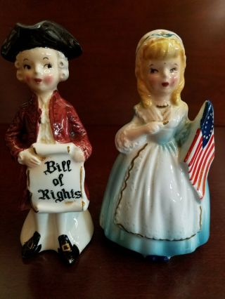 Vintage Salt And Pepper Shakers 1632 Enesco Betsy Ross Bill Of Rights