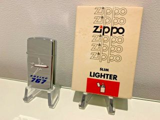 Zippo 1981 - Hi Polish Slim Zippo 3 Coloured Advertiser For The " Boeing 767 "