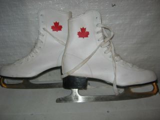 Vintage White Canadian Ice Skates Decor