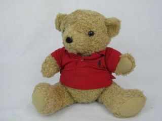 Vtg Ralph Lauren Stuffed Plush Brown Teddy Bear Red Polo Shirt 14 " B2