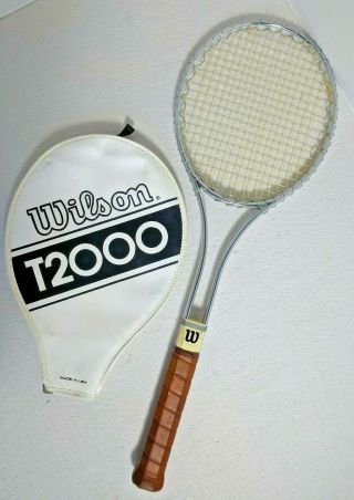 Vintage Wilson T2000 4 5/8 " Steel Tennis Racket Near Not A Scatch