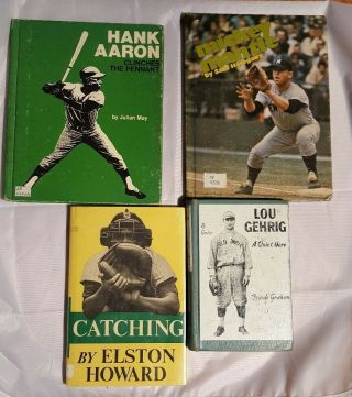 Vintage Baseball Books - Lou Gehrig A Quiet Hero,  Elston Howard,  Aaron,  Mantle