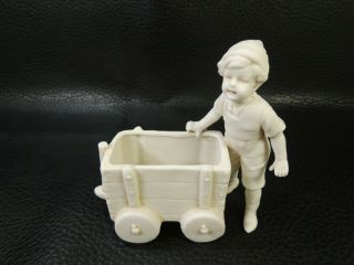 Vintage Germany Biscuit Porcelain Miner Boy Figure - Match Holder